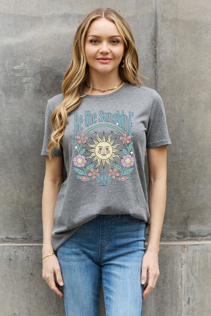 Light Slate Gray Simply Love Simply Love Full Size BE THE SUNSHINE Graphic Cotton Tee Graphic Tees