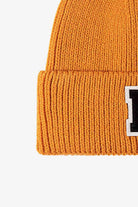 Goldenrod Letter Patch Cuffed Knit Beanie Winter Accessories