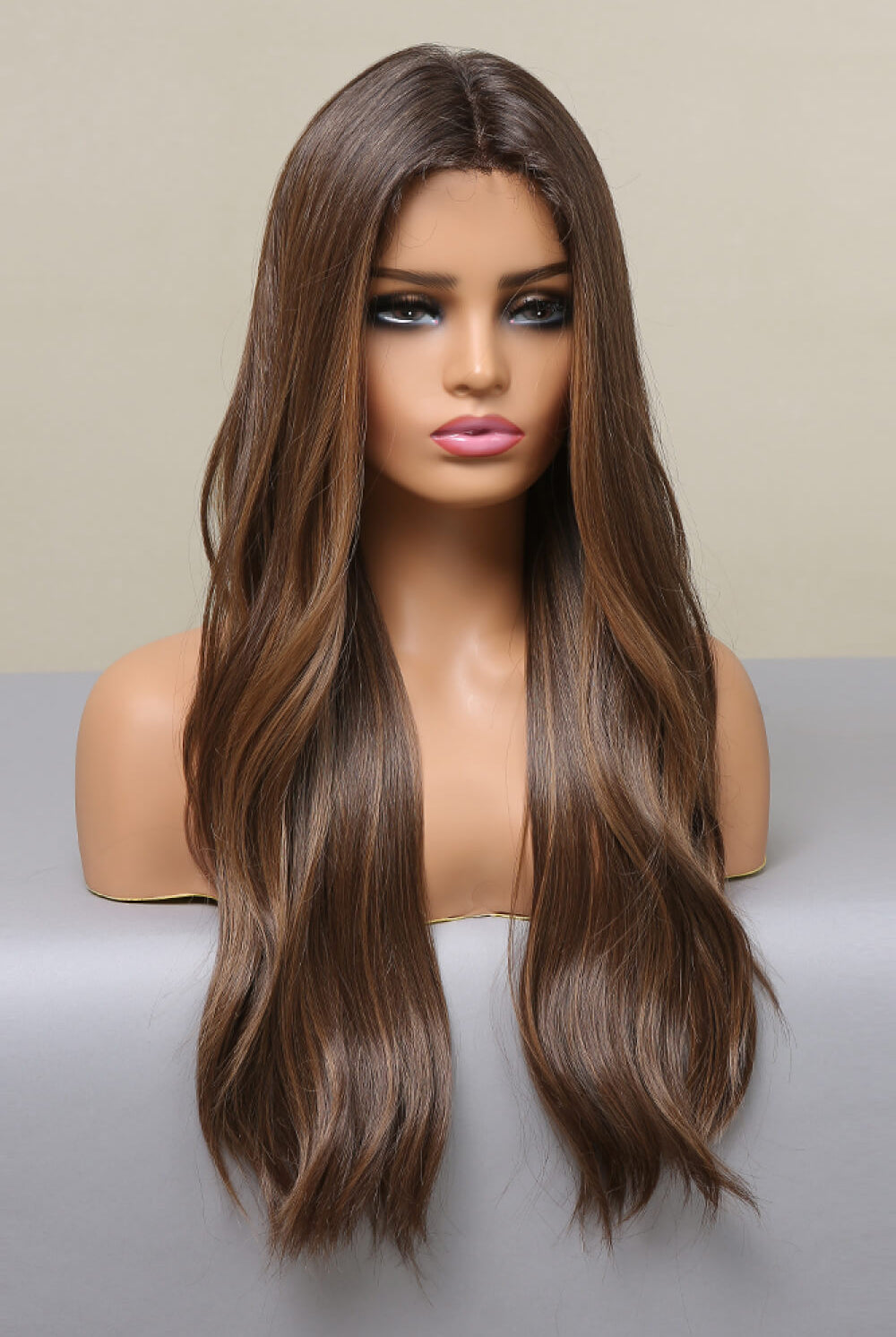 Dark Gray Beach Bum 13*2" Lace Front Wigs Synthetic Long Wave 26" Heat Safe 150% Density- Brown Wigs