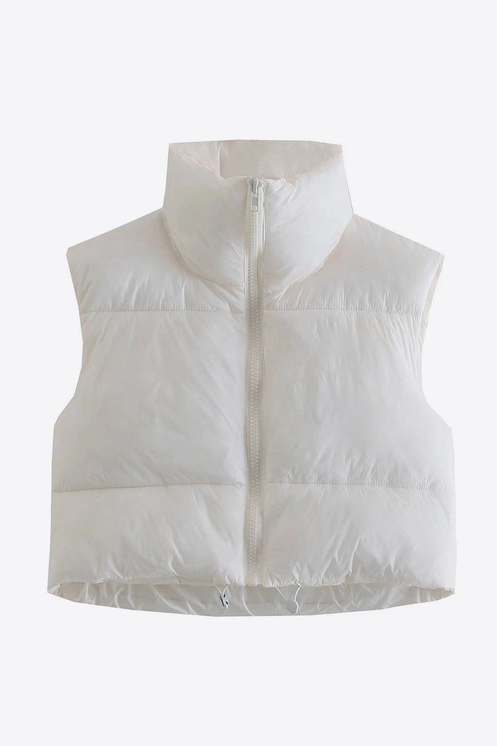 White Smoke Zip-Up Drawstring Puffer Vest Clothing