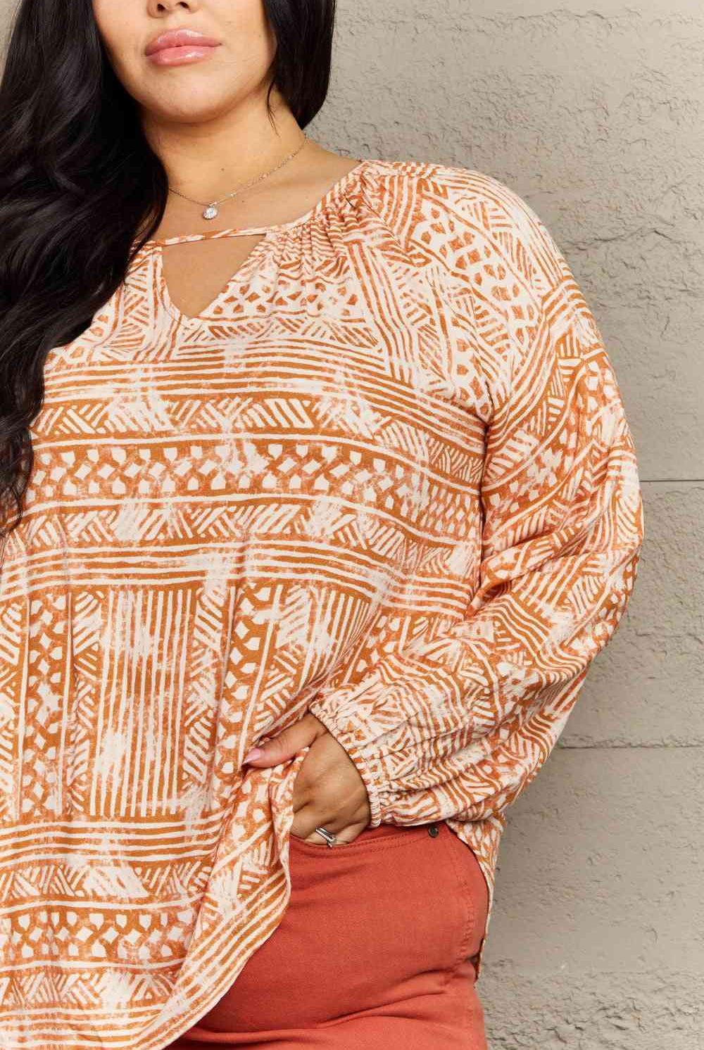 Tan HEYSON Just For You Full Size Aztec Tunic Top Clothing
