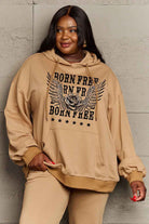 Rosy Brown Simply Love Simply Love Full Size BORN FREE Graphic Hoodie Sweatshirts