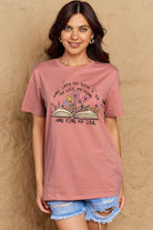 Rosy Brown Book & Flower Graphic Cotton Tee Graphic Tees