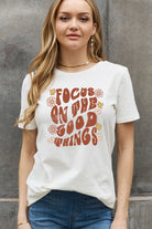 Slate Gray Simply Love Full Size FOCUS ON THE GOOD THINGS Graphic Cotton Tee