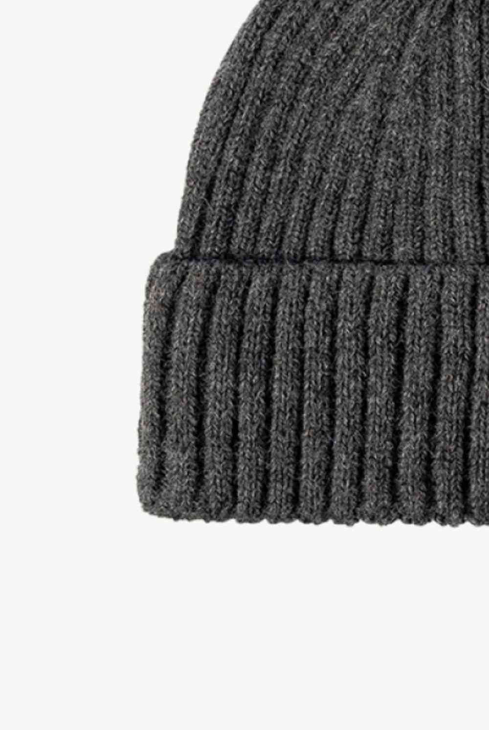 Dark Slate Gray Rib-Knit Cuff Beanie Winter Accessories