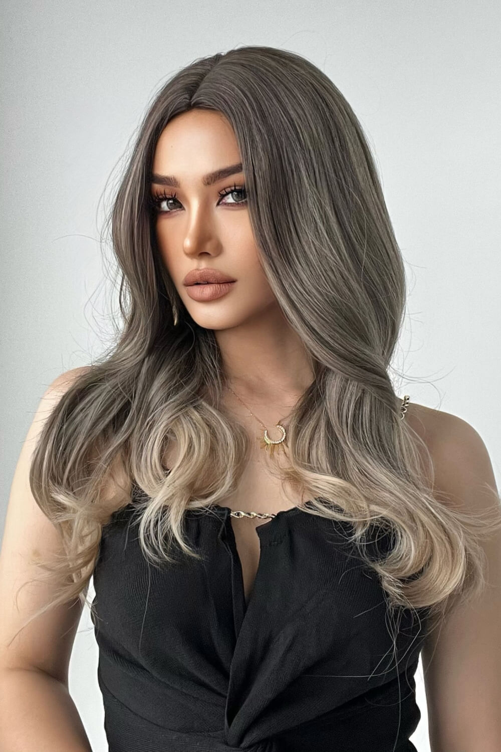 Gray Alexa 13*1" Full-Machine Wigs Synthetic Long Straight 24" Wigs