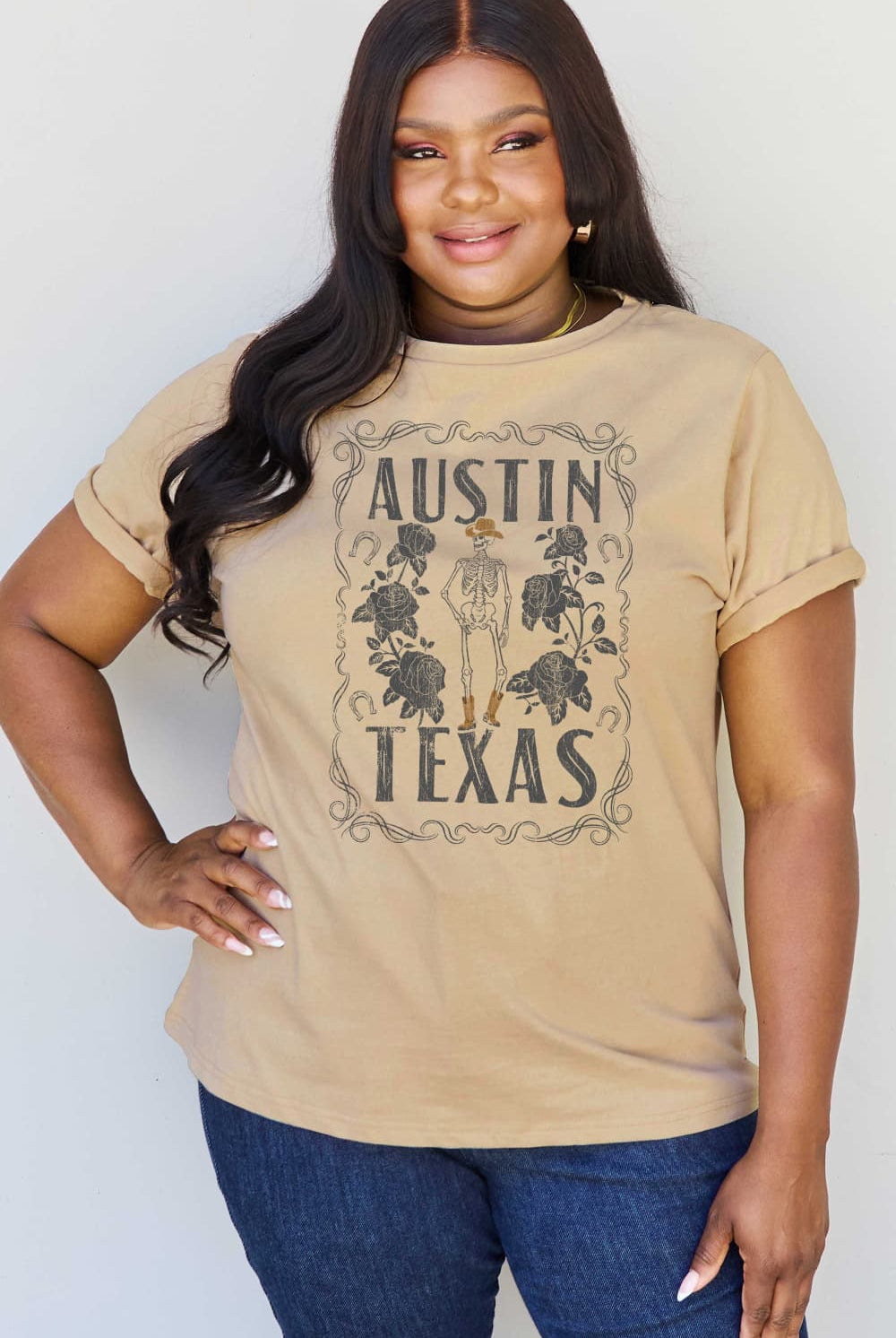 Tan Simply Love Full Size AUSTIN  TEXAS Graphic Cotton T-Shirt Graphic Tees
