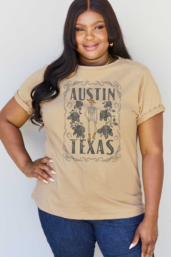 Tan Simply Love Full Size AUSTIN  TEXAS Graphic Cotton T-Shirt Graphic Tees