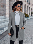 Dark Gray Ultimate Sophistication Open Front Long Sleeve Blazer Blazers