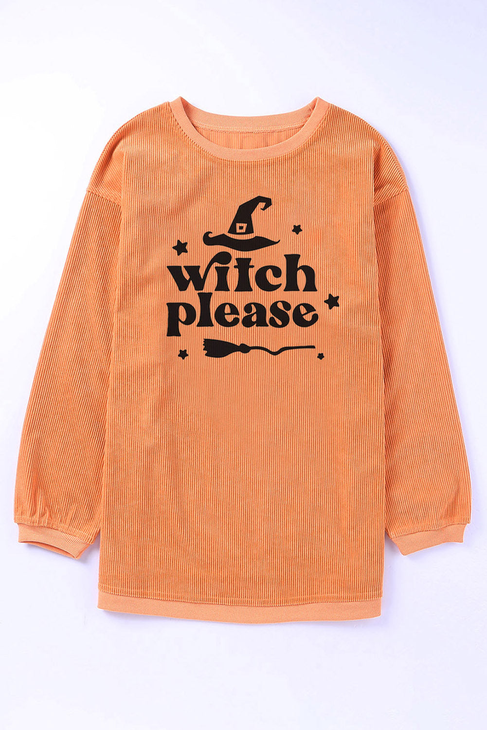Sandy Brown WITCH PLEASE Graphic Dropped Shoulder Sweatshirt
