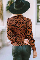 Gray Leopard Smocked Peplum Top Trends