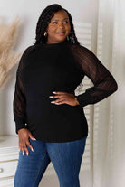 Black Double Take Round Neck Raglan Sleeve Blouse Holiday