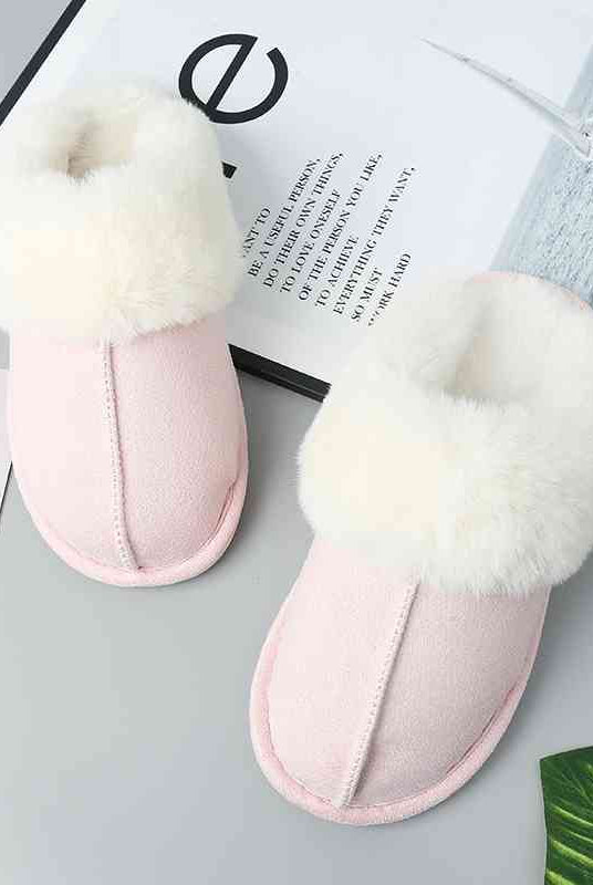 Light Gray Faux Suede Center Seam Slippers Shoes