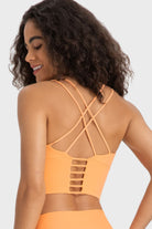 Dark Salmon Sugar and Spice Crisscross Back Ladder Detail Sports Bra activewear