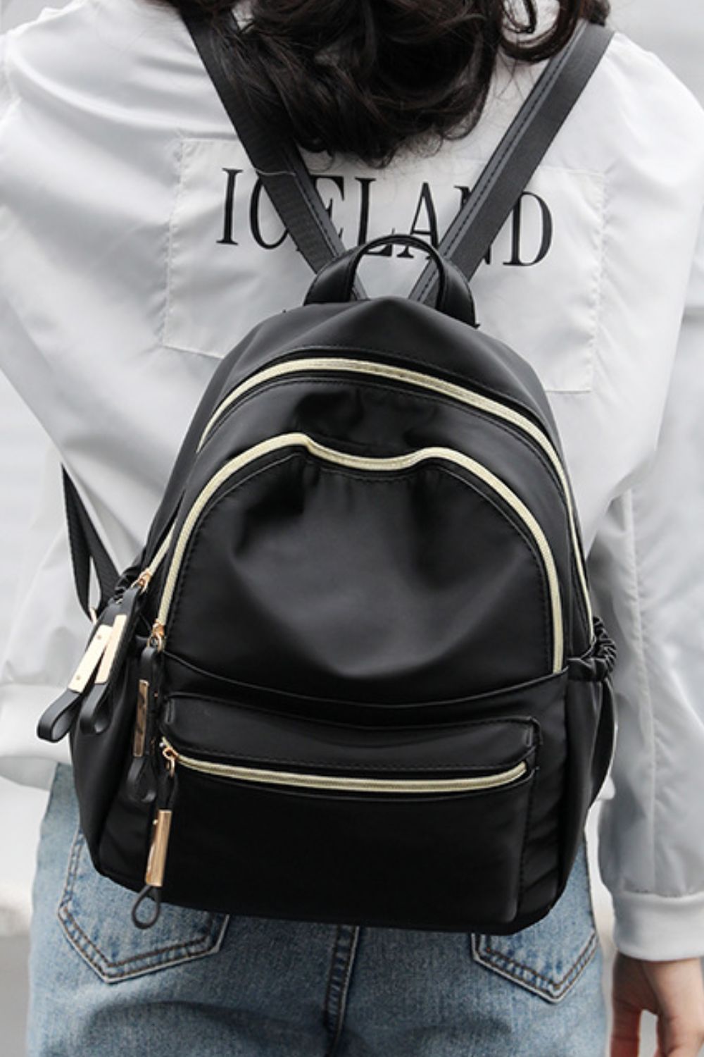 Light Gray Adored Oxford Cloth Backpack Handbags