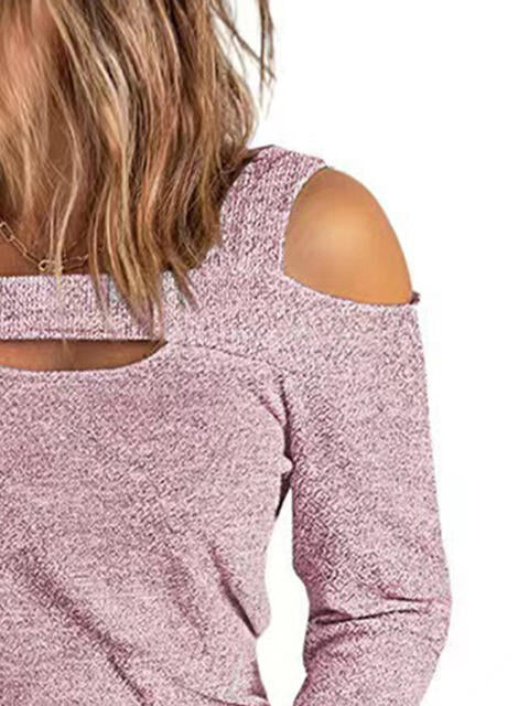 Rosy Brown Full Size Cutout Cold Shoulder Blouse Plus Size Clothes