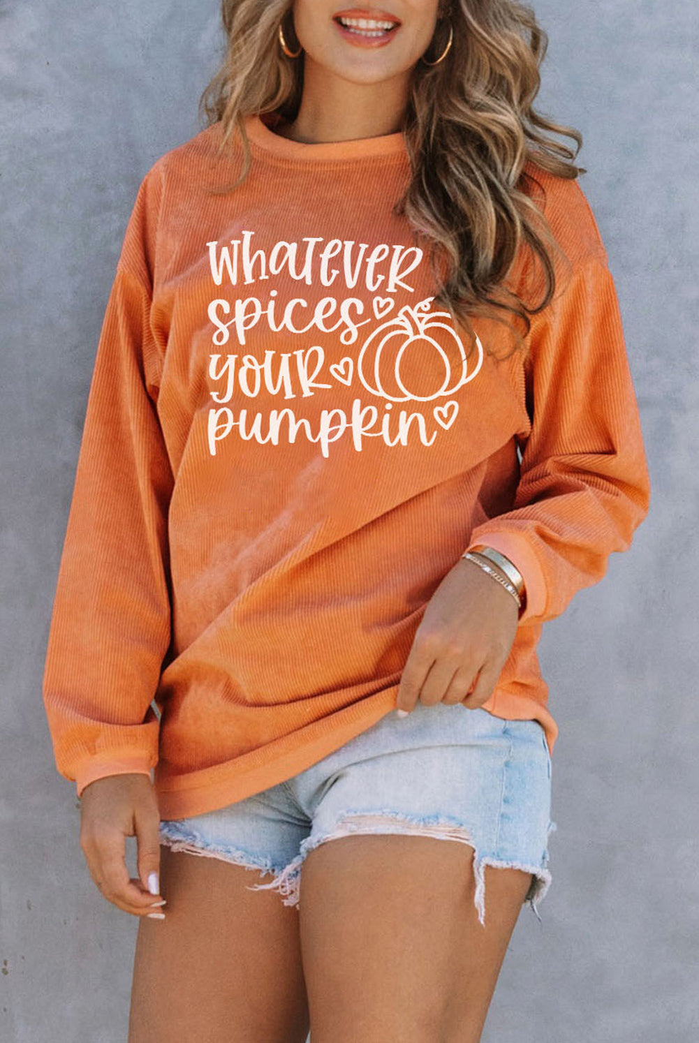 Rosy Brown WHATEVER SPICES YOUR PUMPKIN Graphic Sweatshirt Sweatshirts