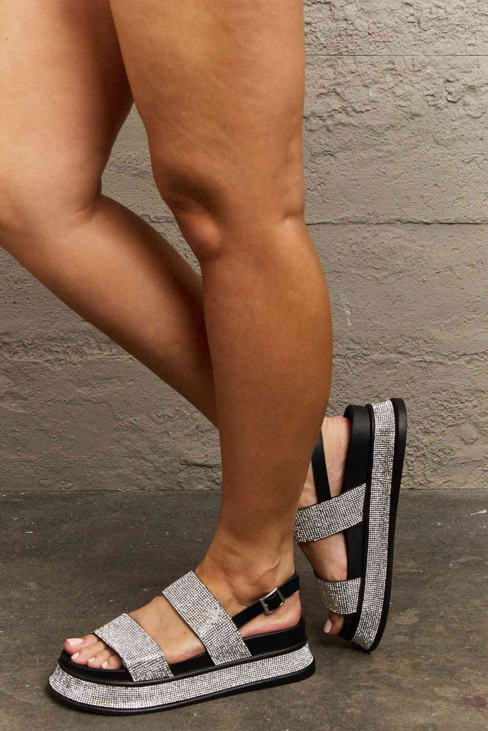 Dim Gray Glitz & Glam Platform Rhinestone Slingback Sandal Sandals