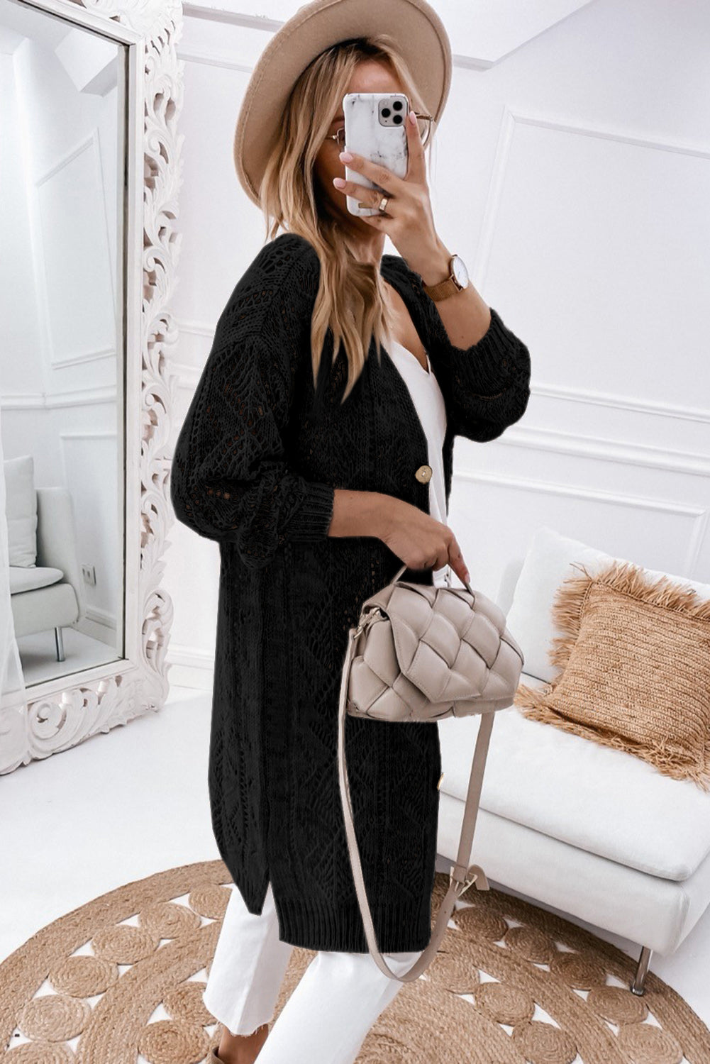 Light Gray Slaying V-Neck Long Sleeve Cardigan Cardigan