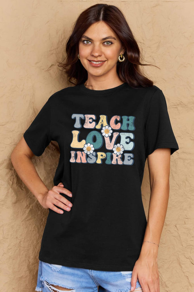 Tan TEACH LOVE INSPIRE Graphic Cotton T-Shirt Graphic Tees