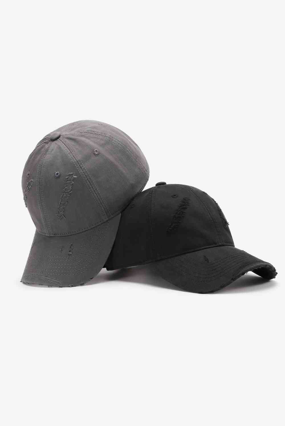 Dark Slate Gray Basic Distressed Adjustable Baseball Cap Hats
