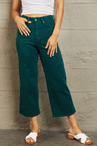 Rosy Brown Judy Blue Hailey Full Size Tummy Control High Waisted Cropped Wide Leg Jeans Clothing