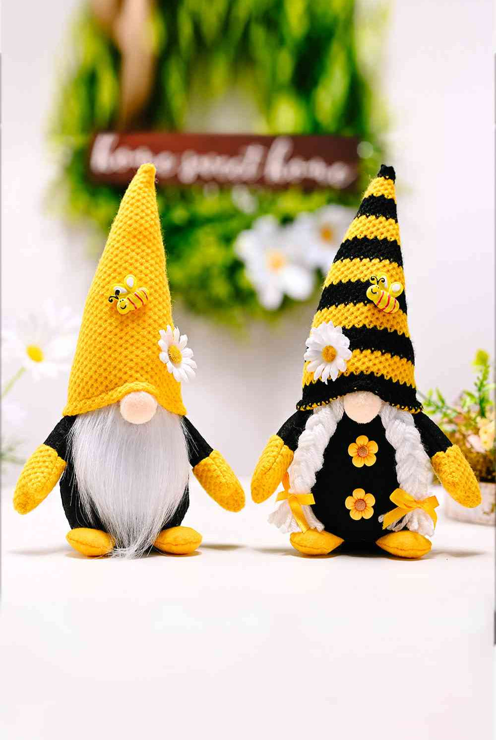 Dark Green Bee and Flower Decor Faceless Gnome Gifts