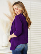 Midnight Blue Ninexis Open Front 3/4 Sleeve Full Size Cardigan Plus Size Clothes