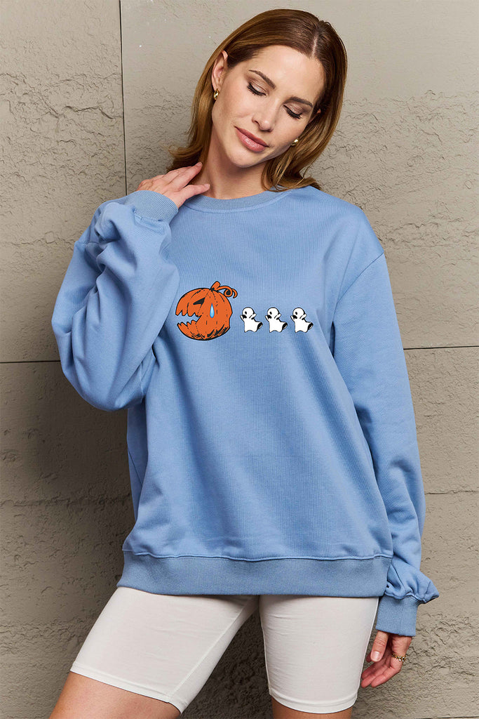 Dark Gray Simply Love Full Size Graphic Dropped Shoulder Sweatshirt Clothing