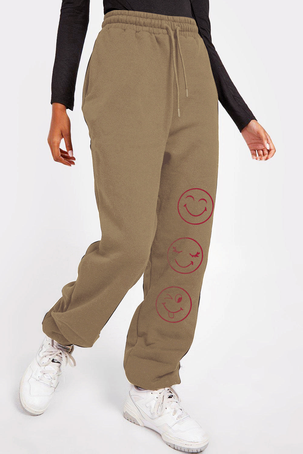 Lavender Simply Love Full Size Emoji Graphic Sweatpants