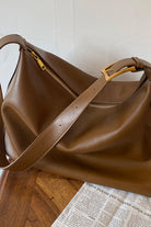 Saddle Brown Wide Strap PU Leather Crossbody Bag Handbags