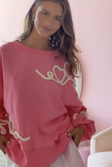 Sienna Graphic Round Neck Dropped Shoulder Sweatshirt Valentine's Day
