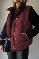 Black Collared Neck Vest with Pockets Winter Accessories