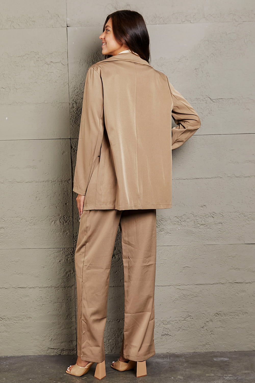 Rosy Brown Three-Piece Blazer Set Clothing