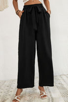 Light Gray The First Sign Of Spring Belted Pleated Waist Wide Leg Pants Pants