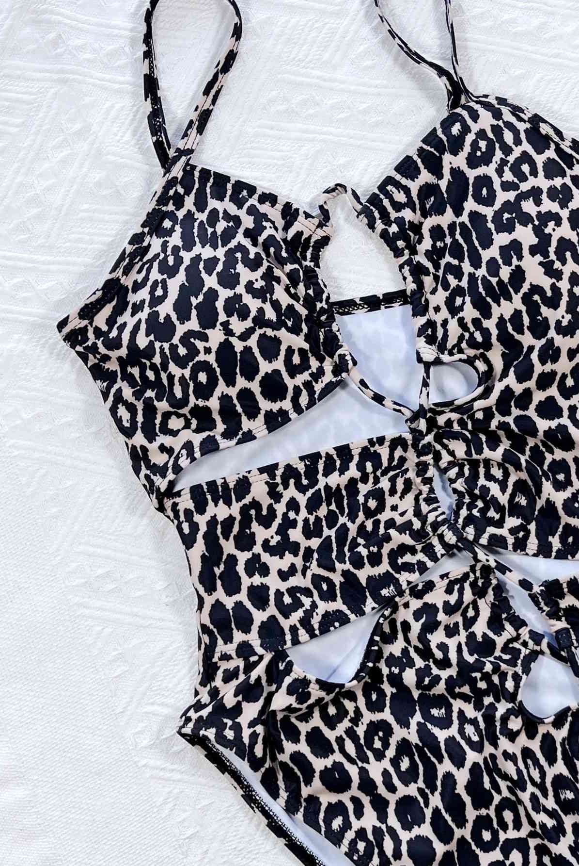 Black Leopard Cutout Tied One-Piece Swimsuit Trends