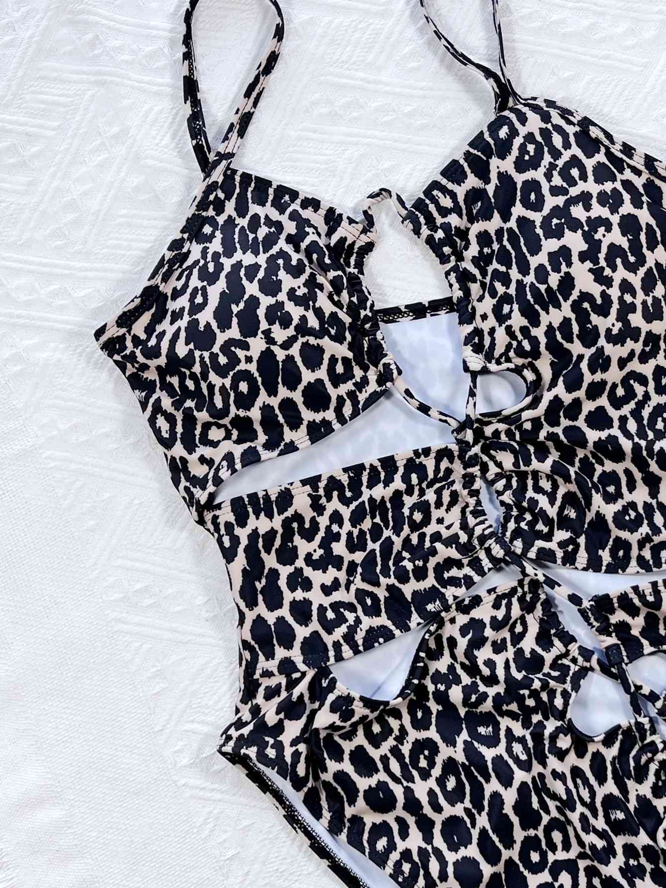 Black Leopard Cutout Tied One-Piece Swimsuit Trends