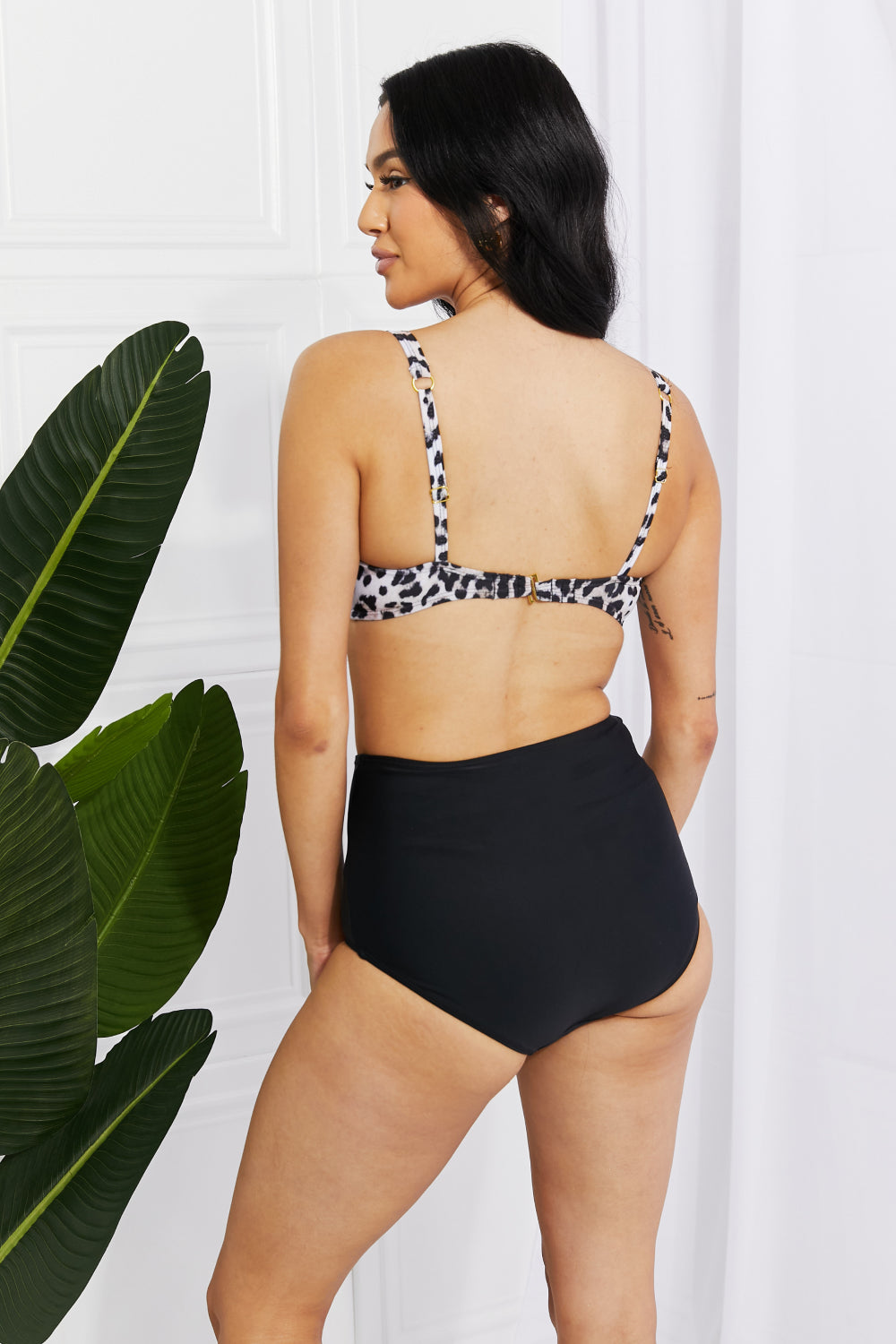Black Marina West Swim Take A Dip Twist High-Rise Bikini in Leopard Swimwear