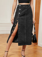 Dark Slate Gray Button Down Denim Skirt