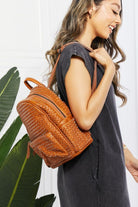 Light Gray Certainly Chic Faux Leather Woven Backpack Handbags