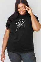 Dark Slate Gray Simply Love Full Size Dandelion Heart Graphic Cotton T-Shirt Graphic Tees