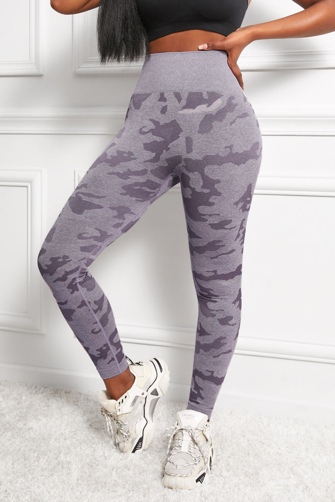 Light Gray Camo Print Seamless High Waist Yoga Leggings activewear