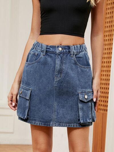 Rosy Brown High Waist Denim Skirt Denim