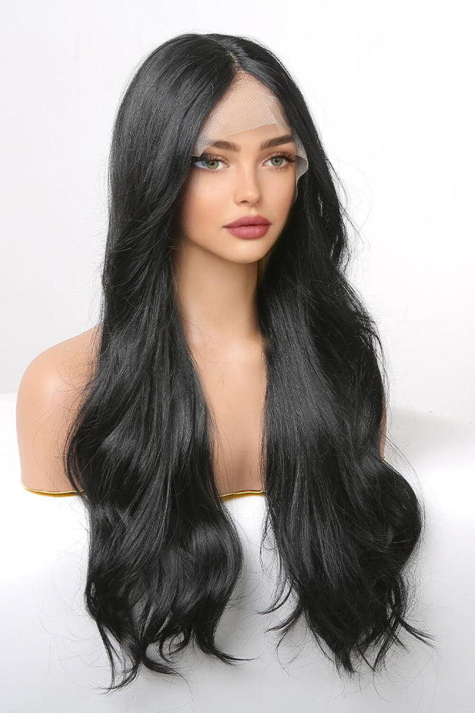 Light Gray Waves 13*2" Lace Front Wigs Synthetic Long Wavy 24" 150% Density- Black Wigs