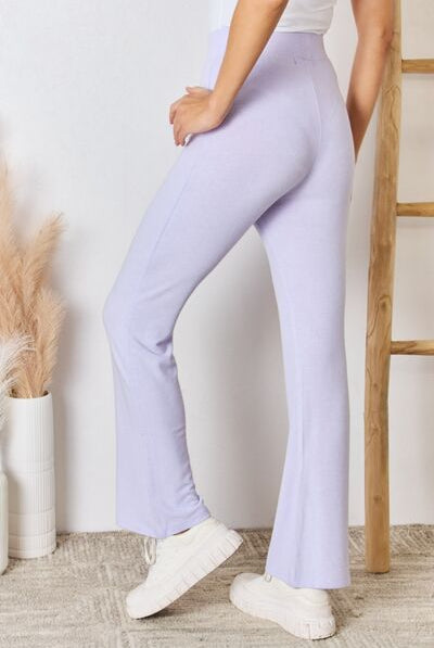 Light Gray Progress Not Perfection High Waist Ultra Soft Knit Flare Pants- Lavender activewear