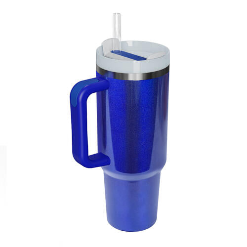 Dark Slate Blue Stainless Steel Tumbler with Handle and Straw Cups