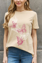 Rosy Brown Simply Love Full Size Butterfly Graphic Cotton Tee Tops