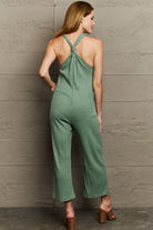Dim Gray Don't Get It Twisted Full Size Rib Knit Jumpsuit Jumpsuits & Rompers
