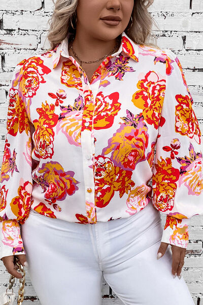 Light Gray Plus Size Printed Long Sleeve Shirt Trends