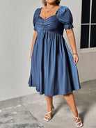 Dark Gray In Her Chic Era Plus Size Ruched Sweetheart Neck Dress Plus Size Dresses
